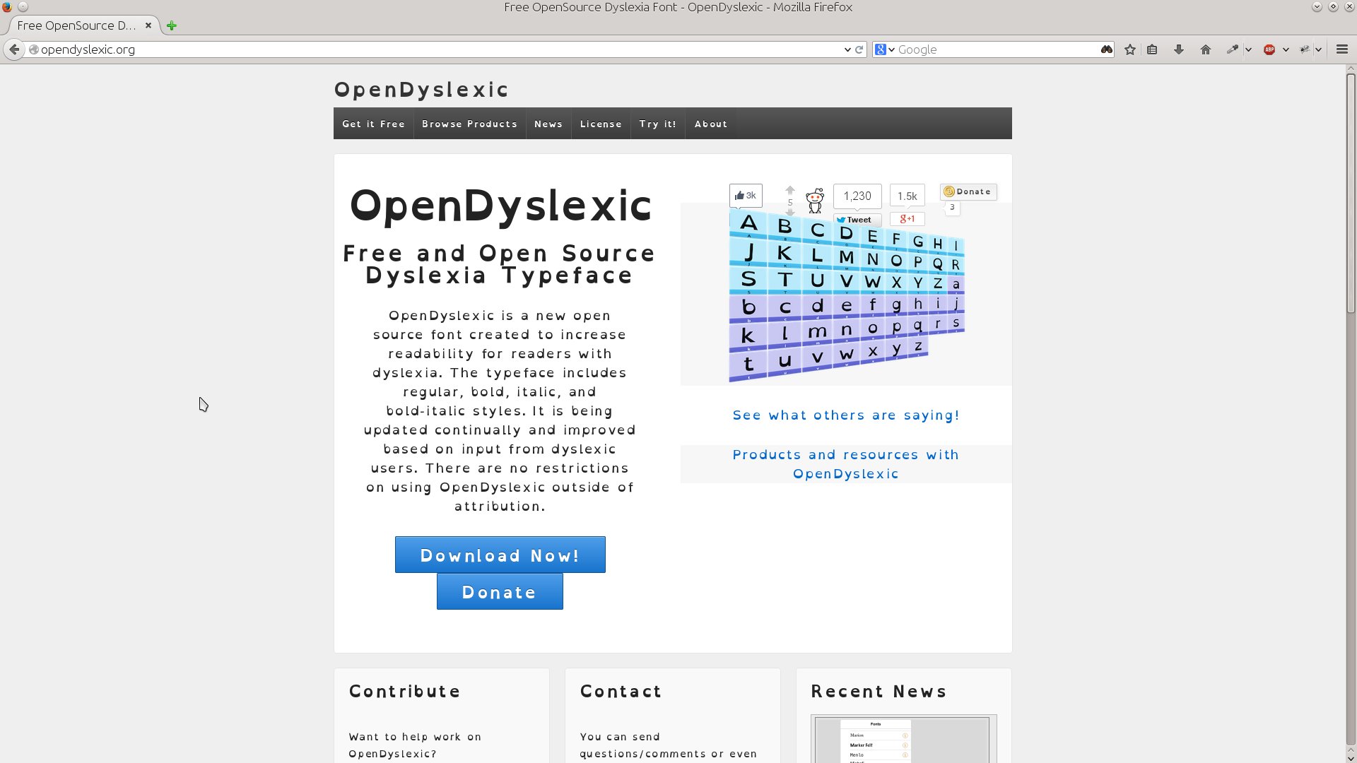 galleryimage:Opendyslexic.org-sivustonetusivu.